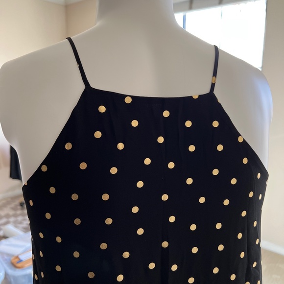 SOLD NWT Loft Outlet Black & Gold Polka Dot Blouse / Tank Top Shirt Large Petite - Picture 4 of 7